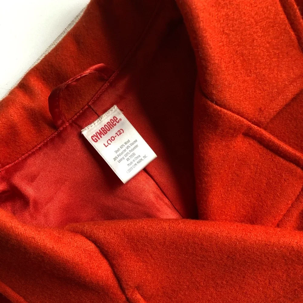 🍂 Gymboree Fall Homecoming orange wool Pea Coat Girls 10/12 L